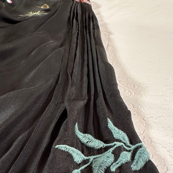 Johnny Was Silk Black Blouse with Colorful Embroidery - Picture 14 of 15